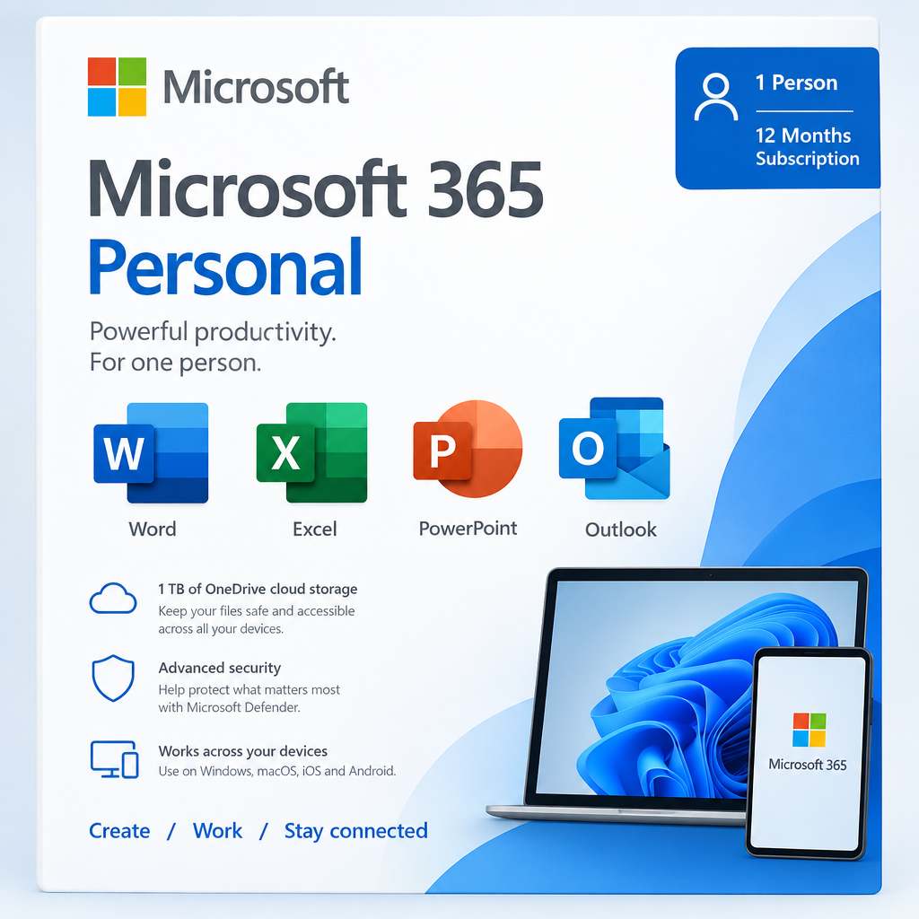Microsoft 365 Personal - 1 Year Subscription (Digital License)